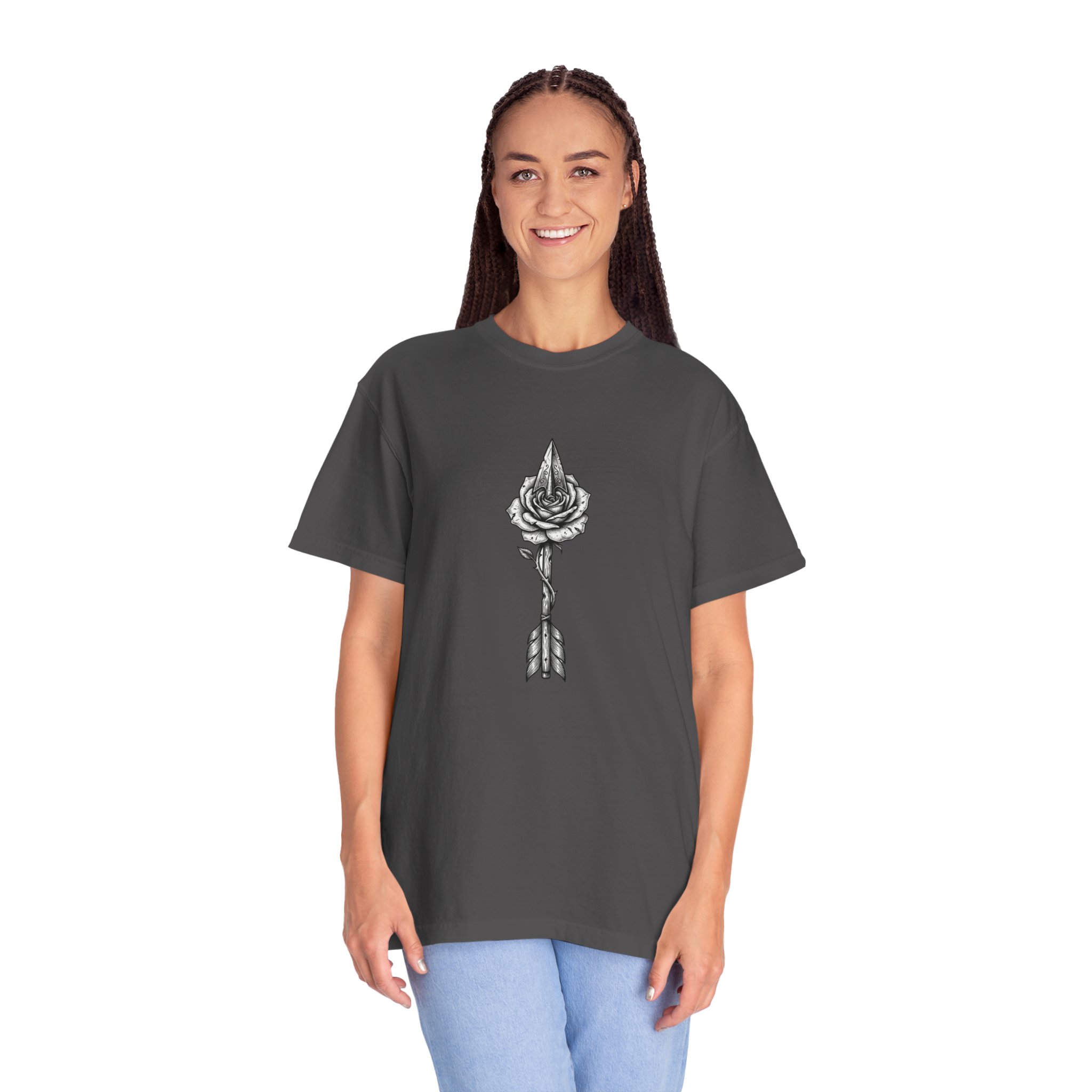 Rose Arrow T-Shirt — Minimal Floral Arrow Graphic Tee - Image 16