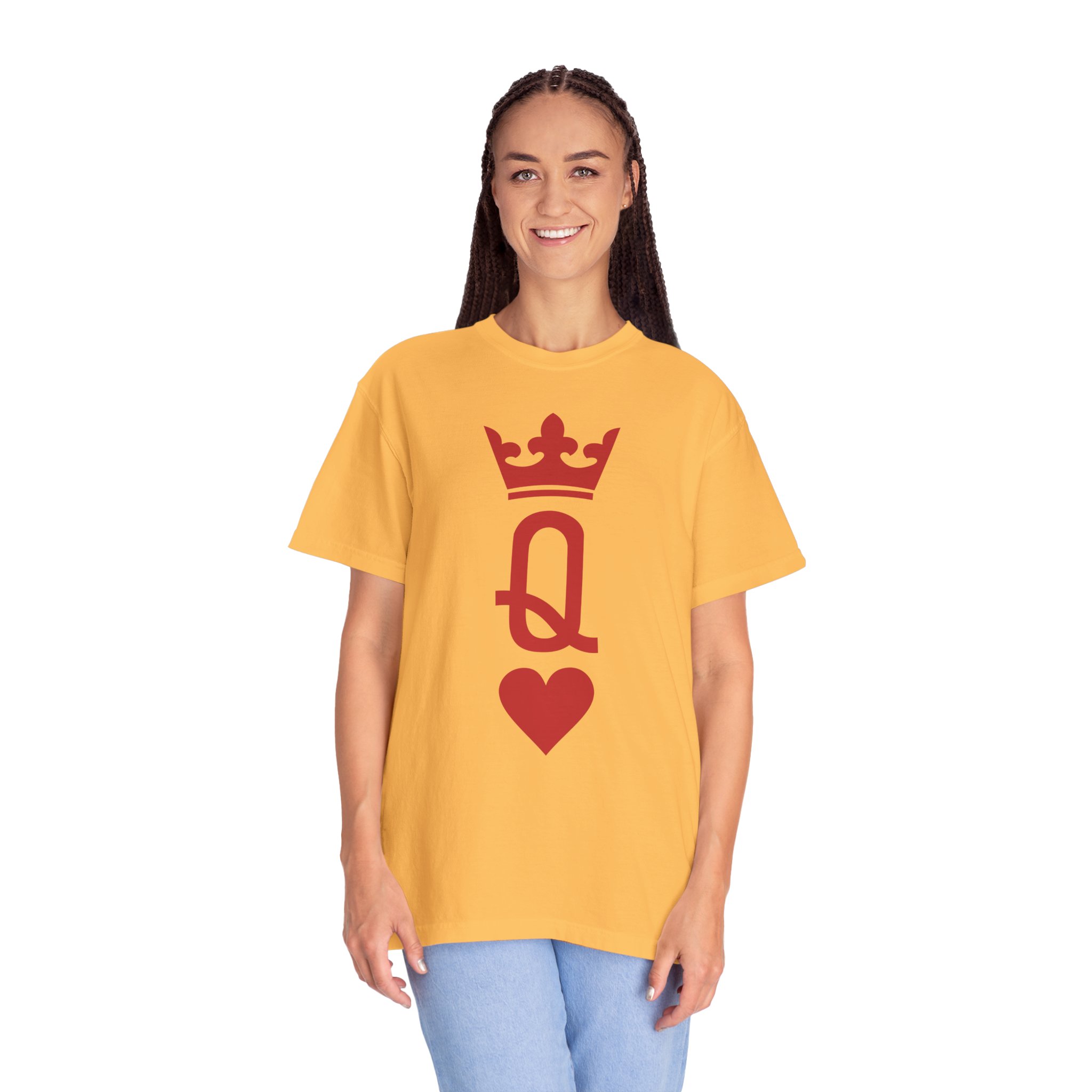 Queen of Hearts T-Shirt — Red Playing Card Q with Crown & Heart - Image 3