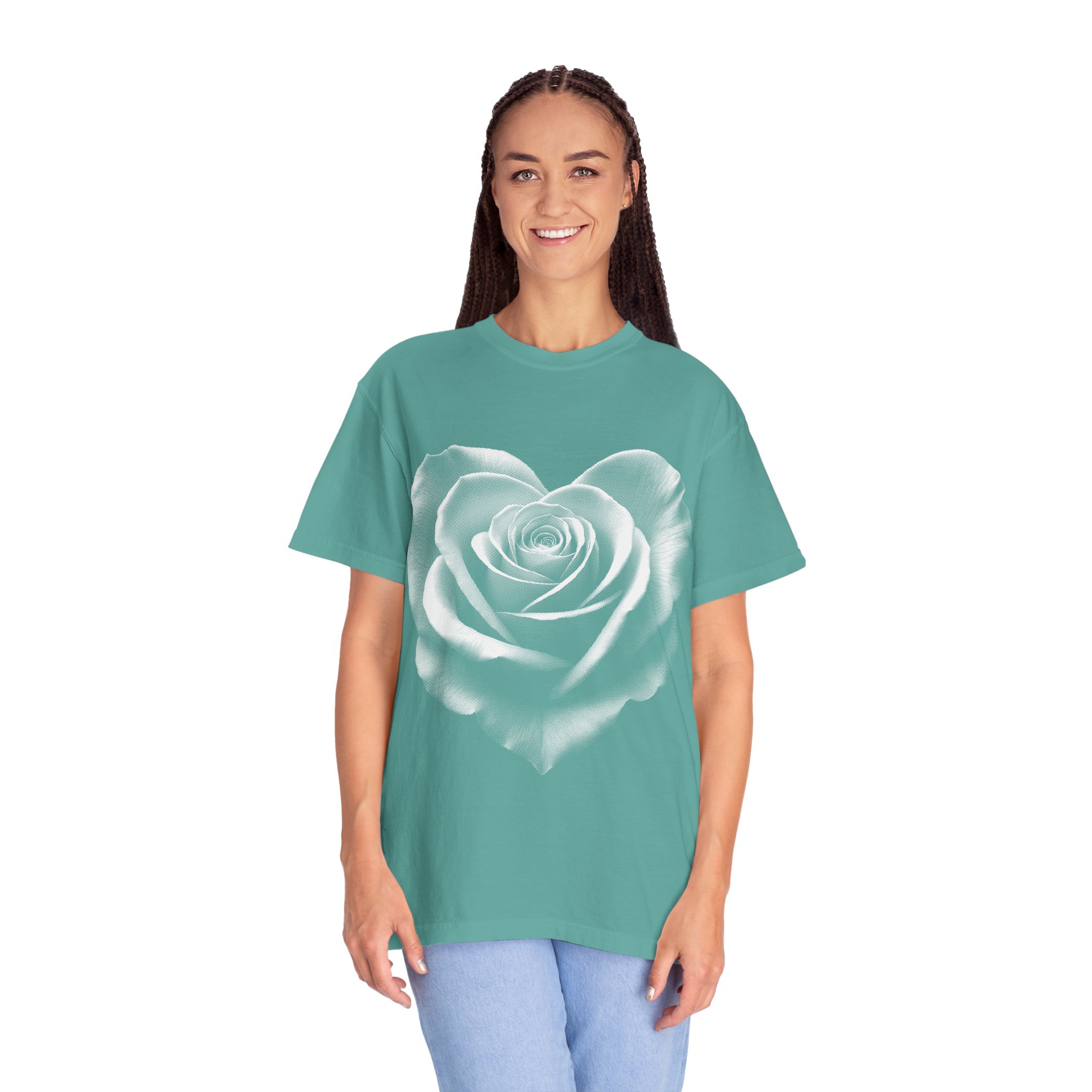 Rose Heart T-Shirt — Vintage White Rose Graphic Tee for Women & Men - Image 9