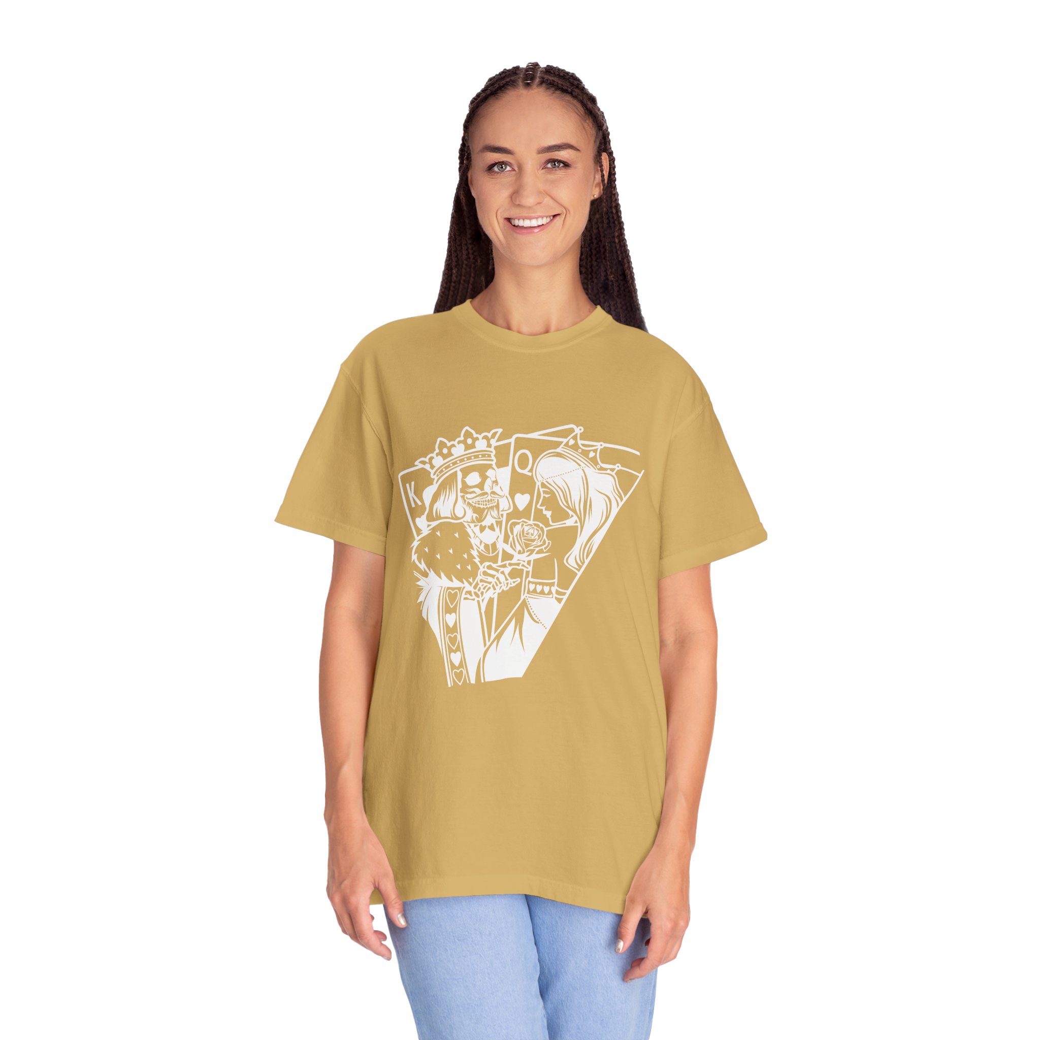 King and Queen Playing Cards T-Shirt — Romantic Card Game Illustration - Image 5
