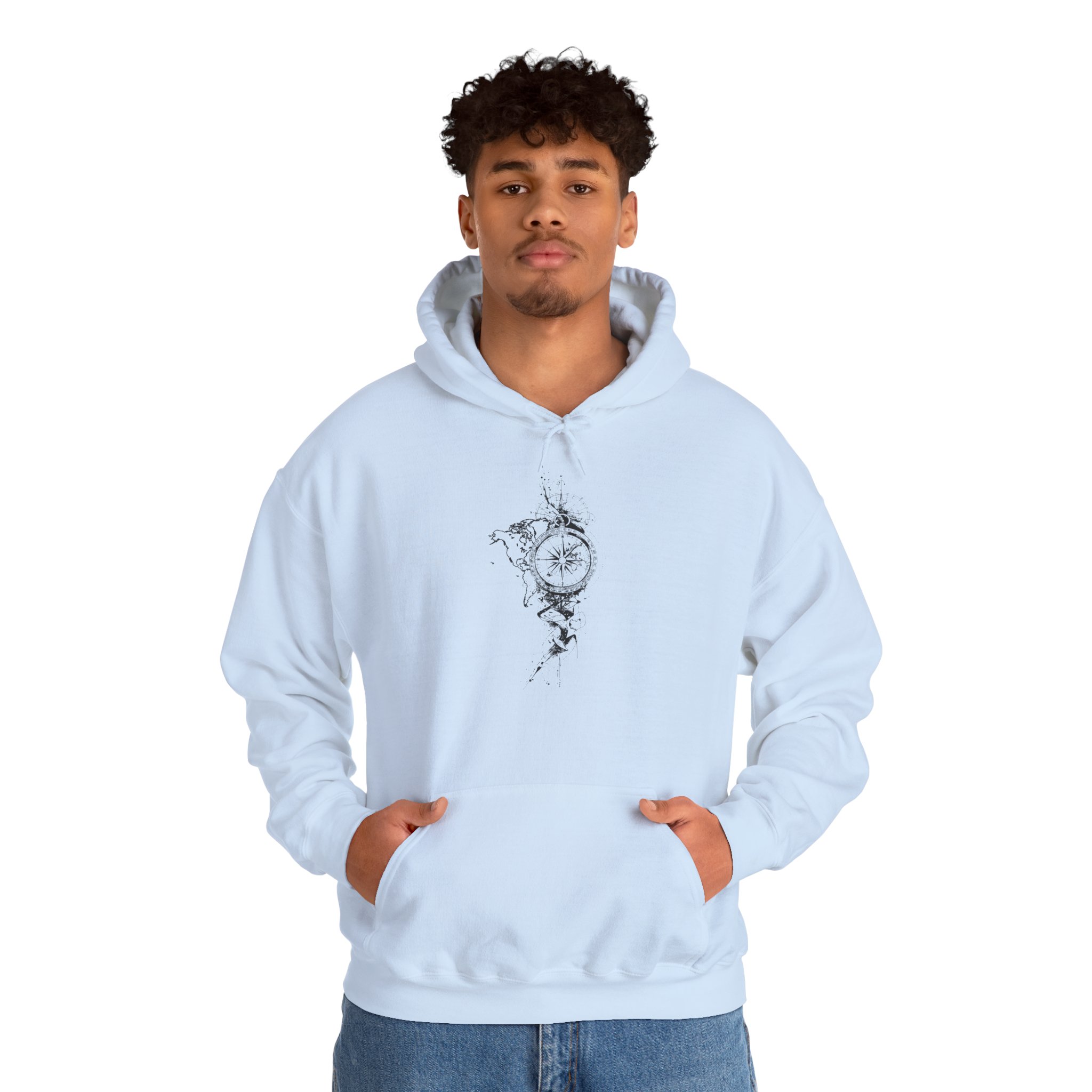 Compass Rose Hoodie — Minimal Nautical Compass Illustration Hoodie - Image 5