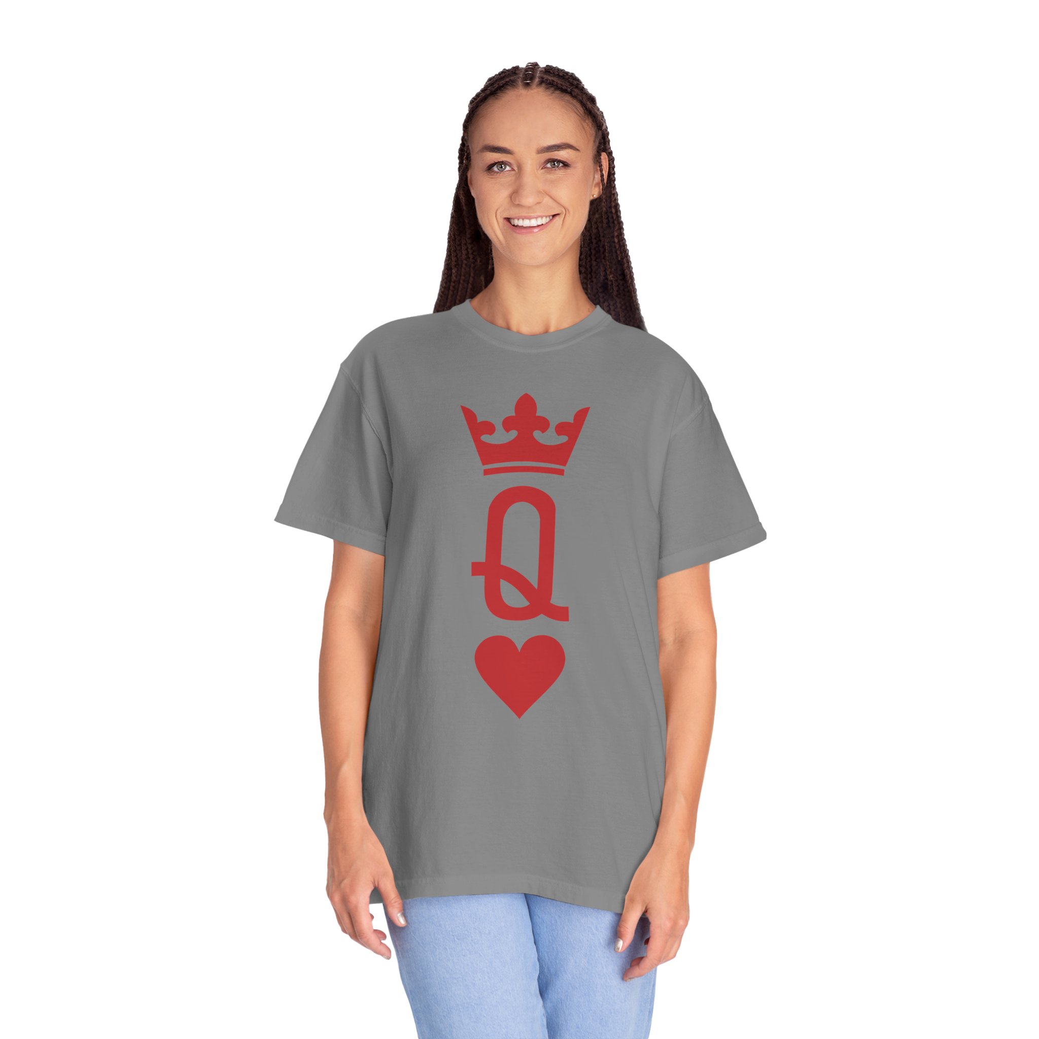 Queen of Hearts T-Shirt — Red Playing Card Q with Crown & Heart - Image 8