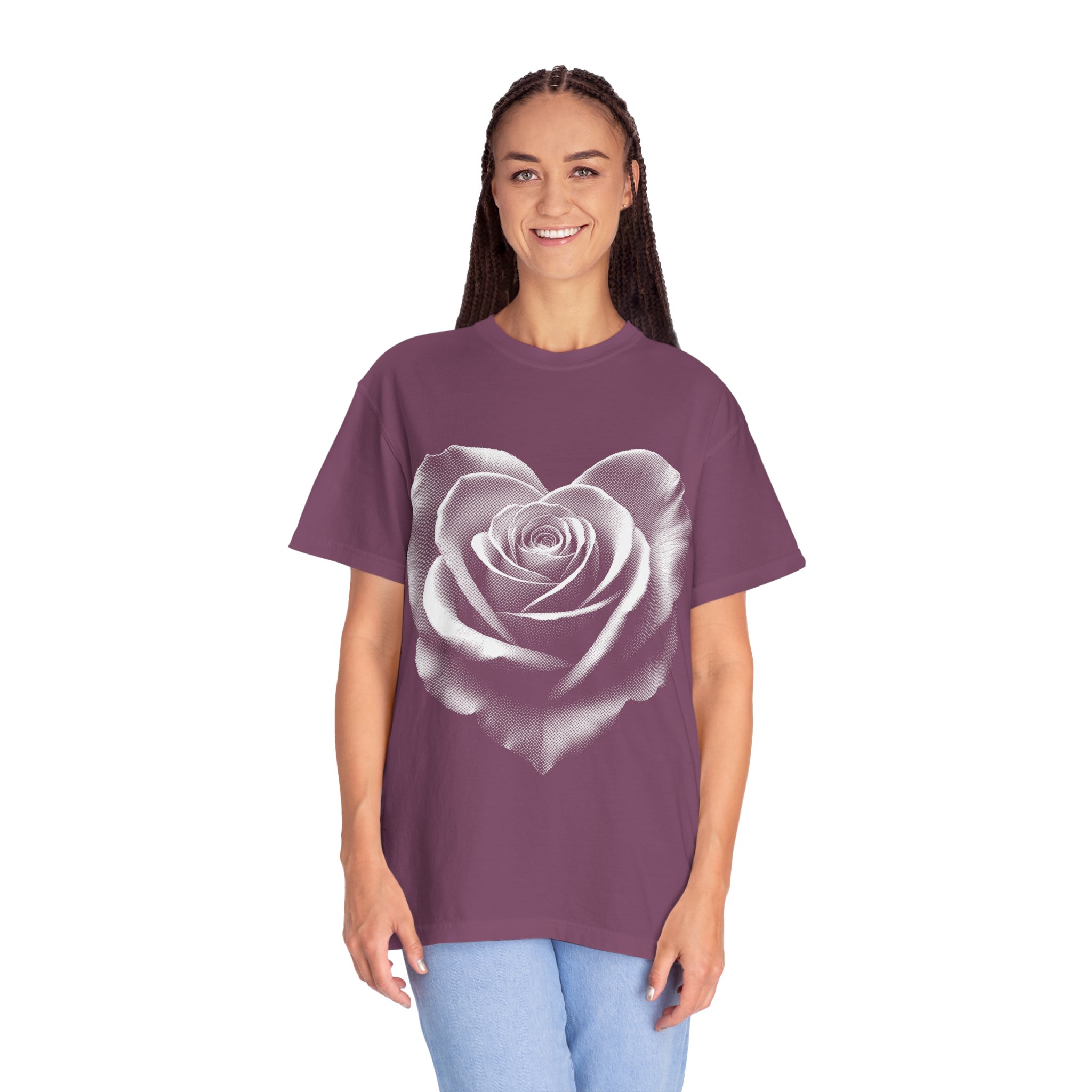 Rose Heart T-Shirt — Vintage White Rose Graphic Tee for Women & Men - Image 17