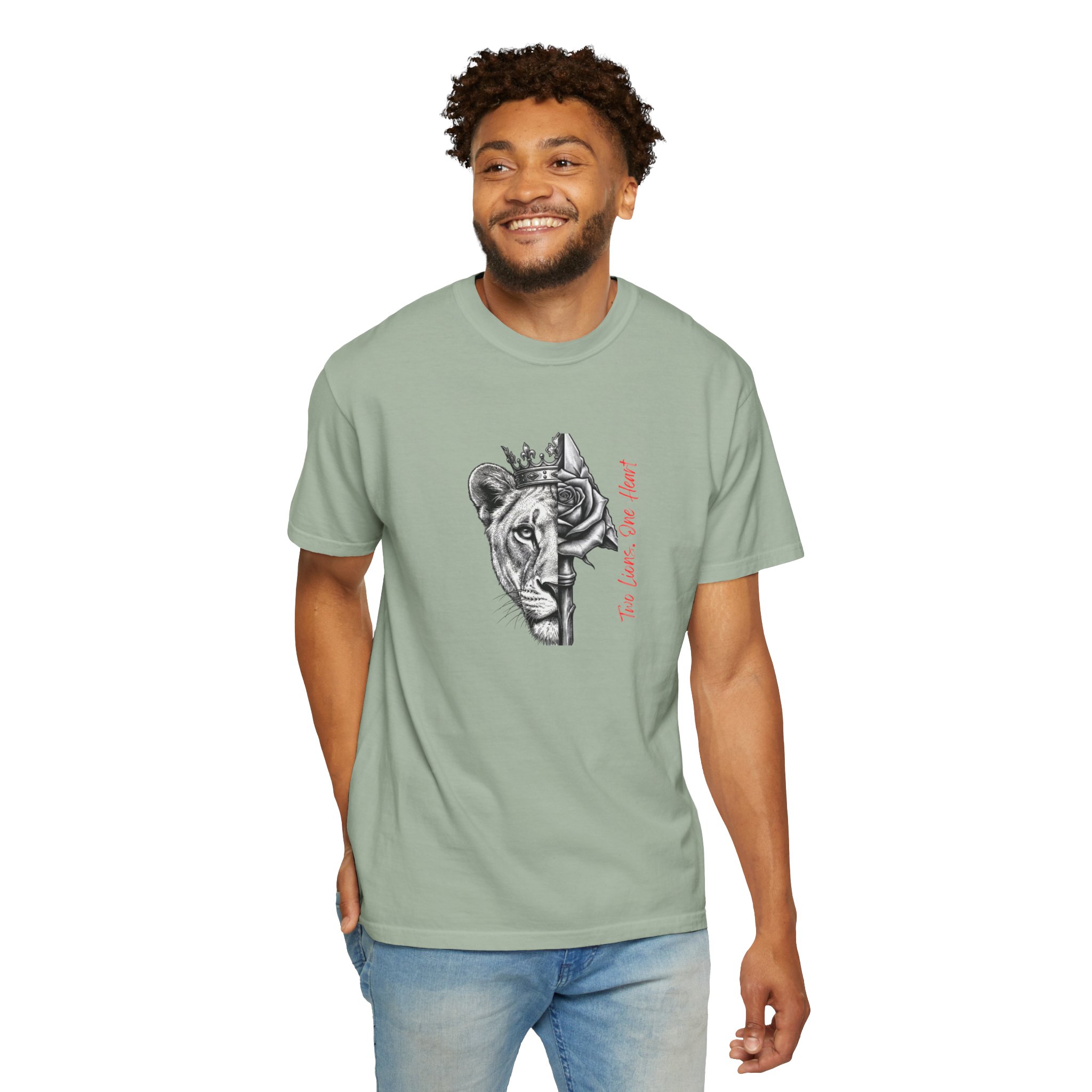Lion King Crown T-Shirt — “You Love Your Heart” Artistic Half-Face Design - Image 11