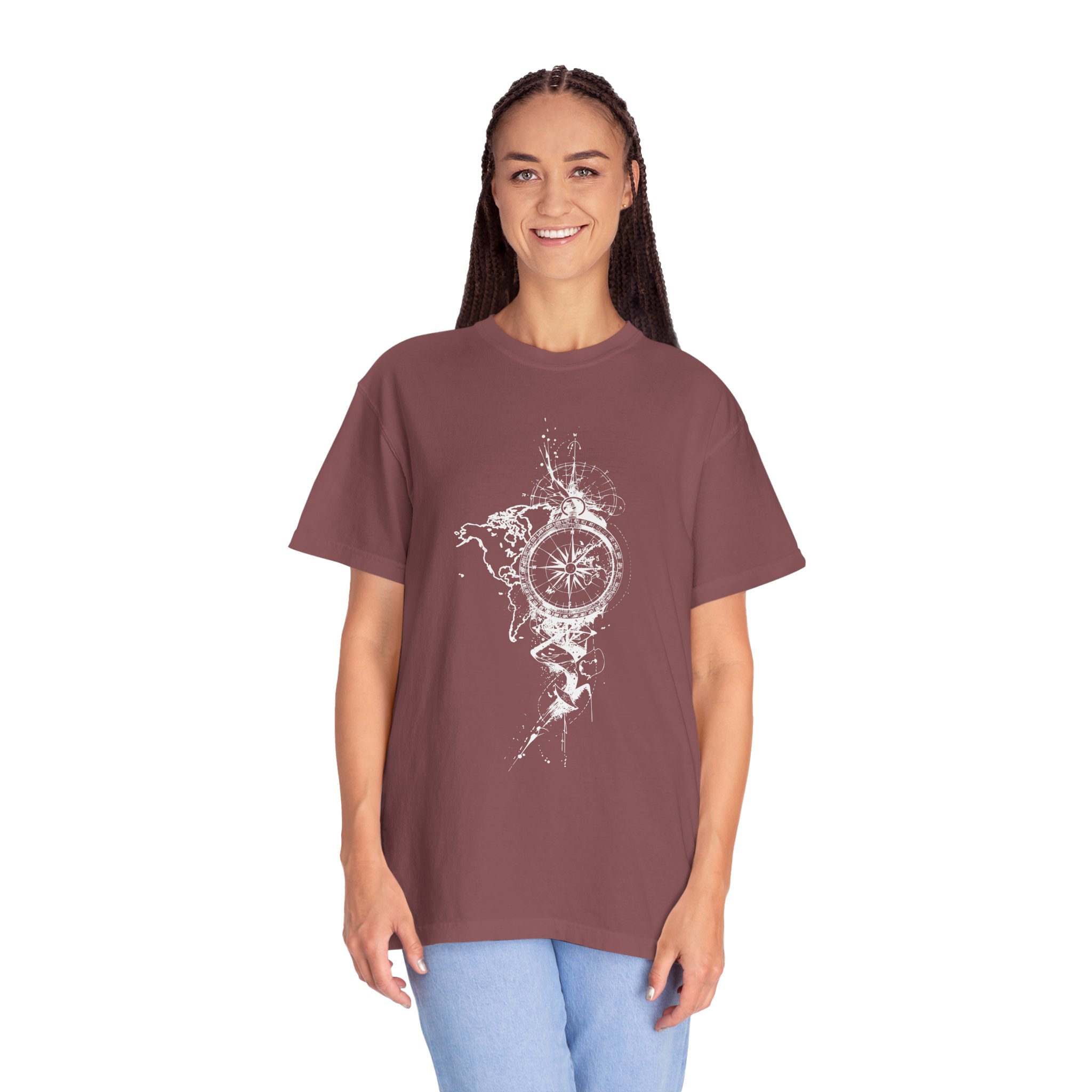 Compass Splash T-Shirt — Adventure Graphic Tee with Water Compass Design - Image 2