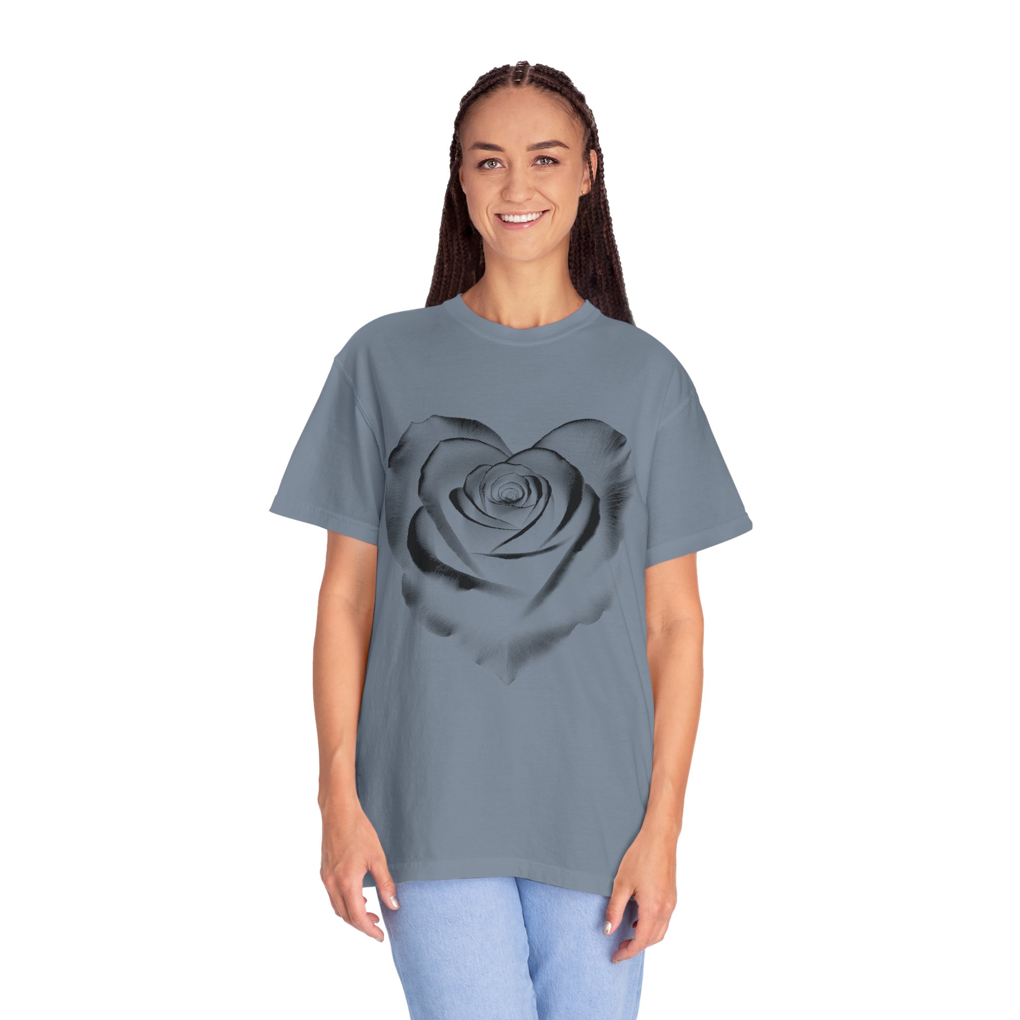 Rose Heart T-Shirt — Monochrome Floral Graphic Tee - Image 13