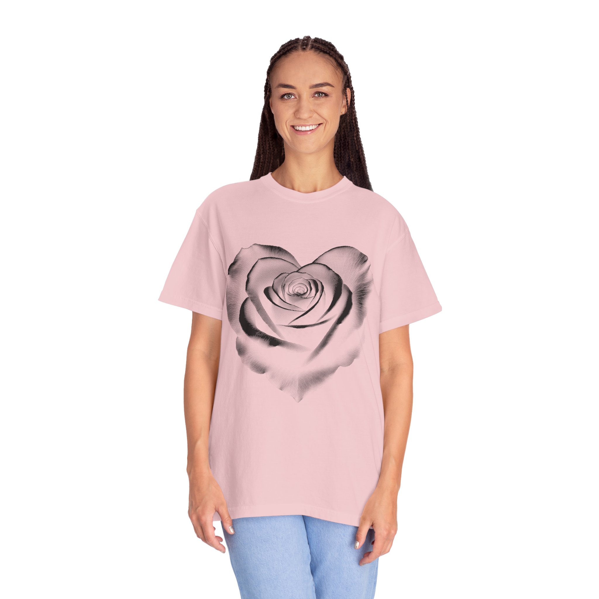 Rose Heart T-Shirt — Monochrome Floral Graphic Tee - Image 18