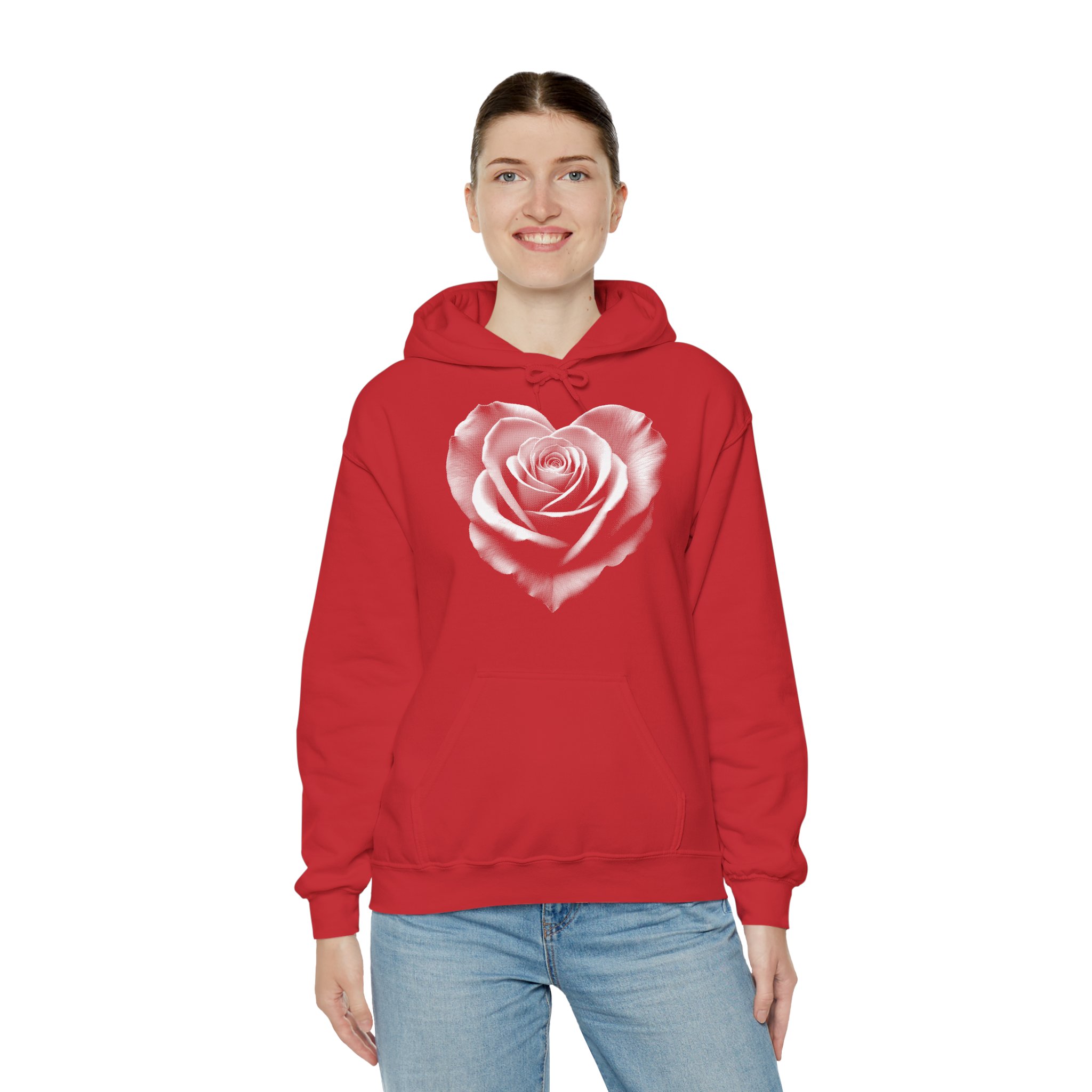 Black Rose Hoodie – Monochrome Heart Rose Graphic Sweatshirt - Image 7