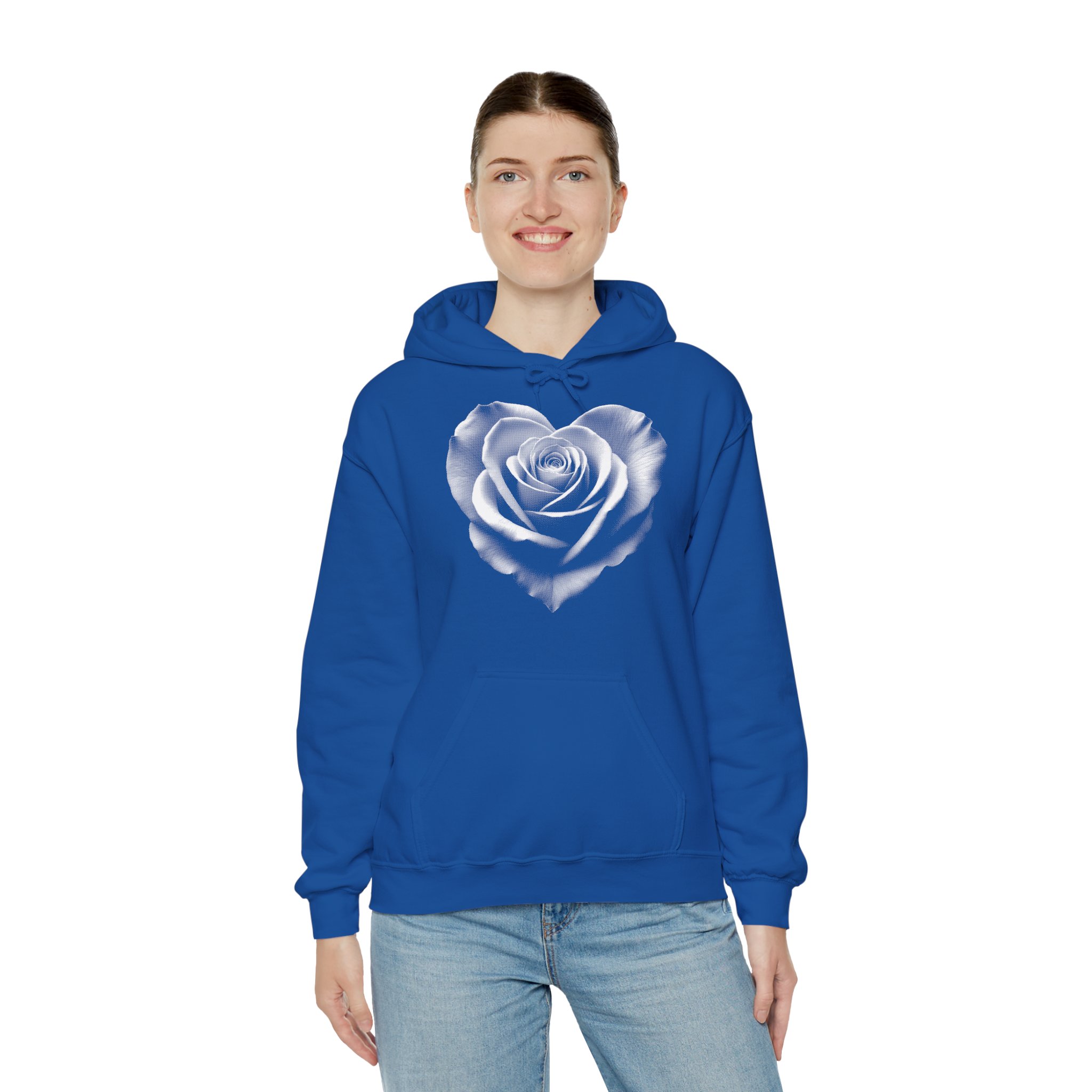 Black Rose Hoodie – Monochrome Heart Rose Graphic Sweatshirt - Image 6