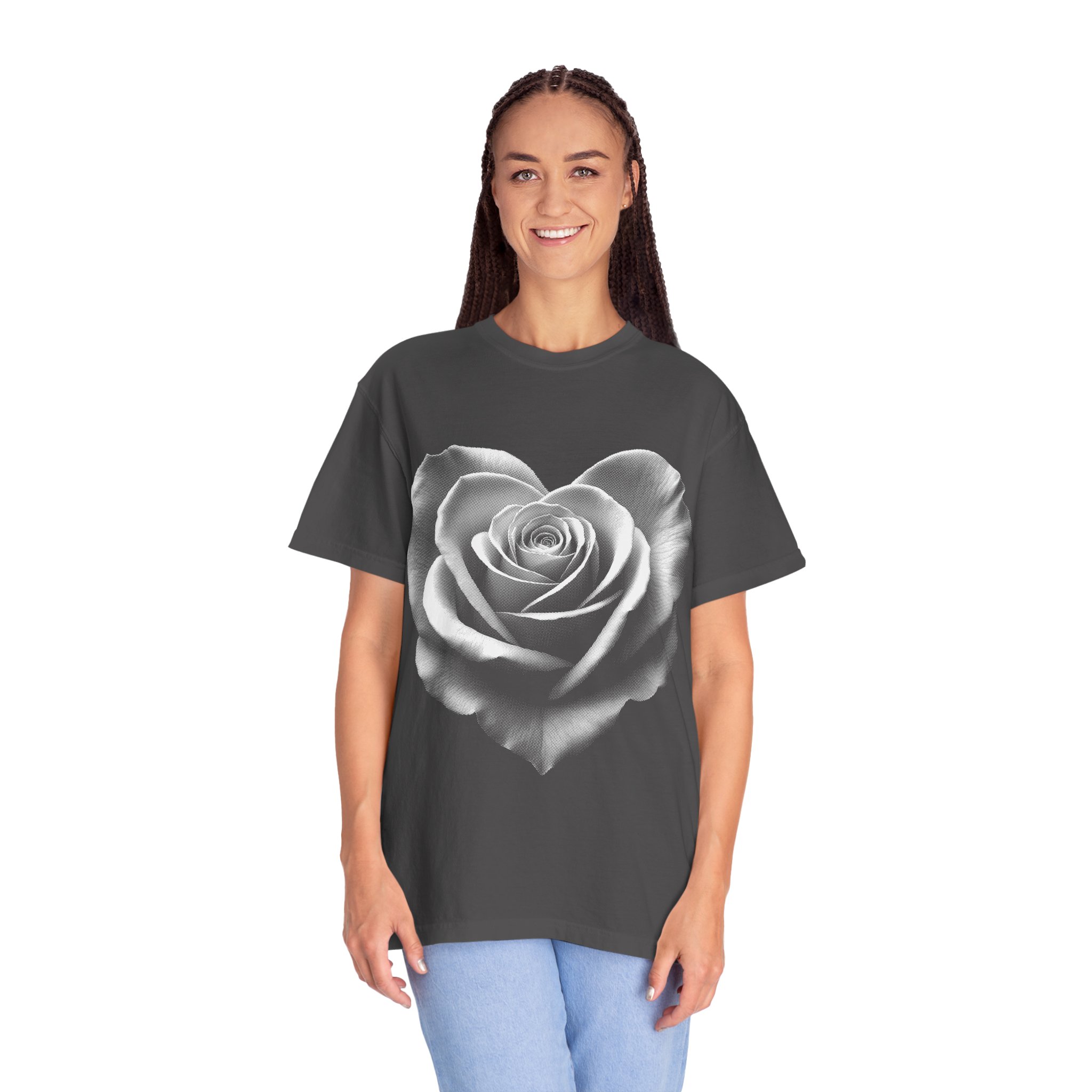 Rose Heart T-Shirt — Vintage White Rose Graphic Tee for Women & Men - Image 15