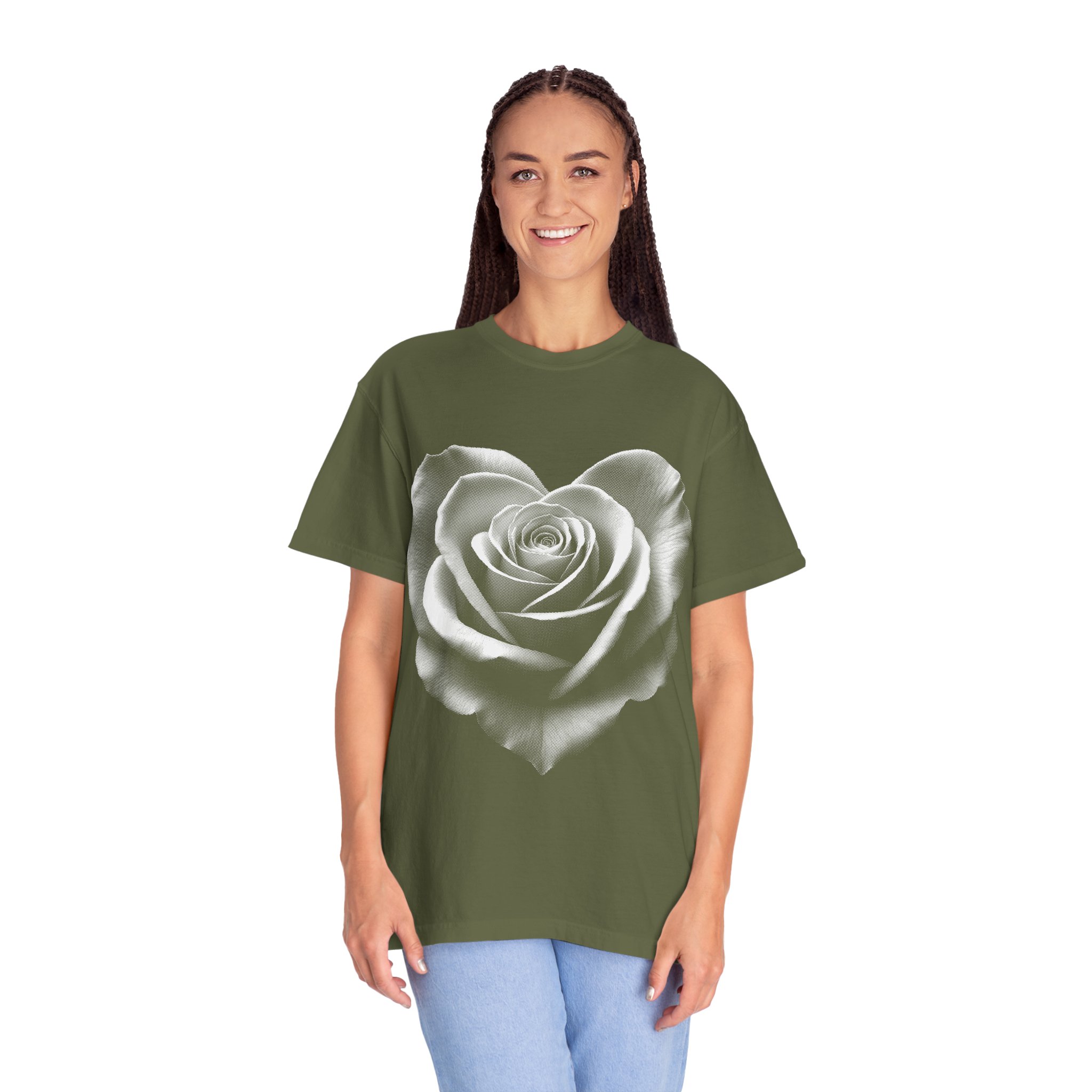 Rose Heart T-Shirt — Vintage White Rose Graphic Tee for Women & Men - Image 8