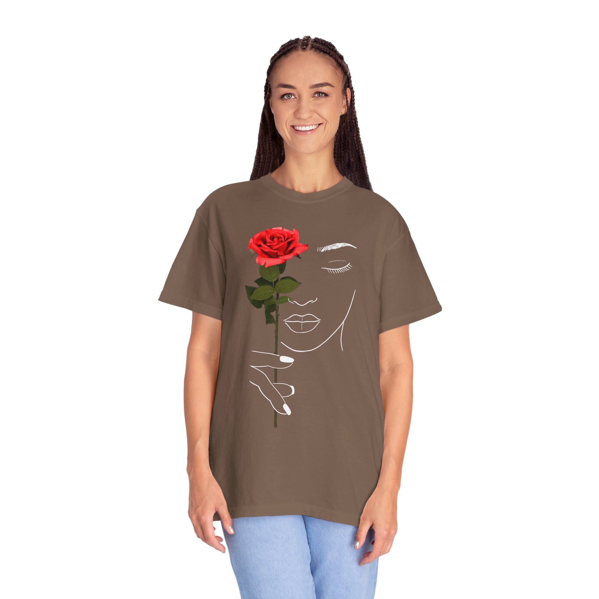 Rose Face Line Art T-Shirt — Minimalist Floral Graphic Tee - Image 18