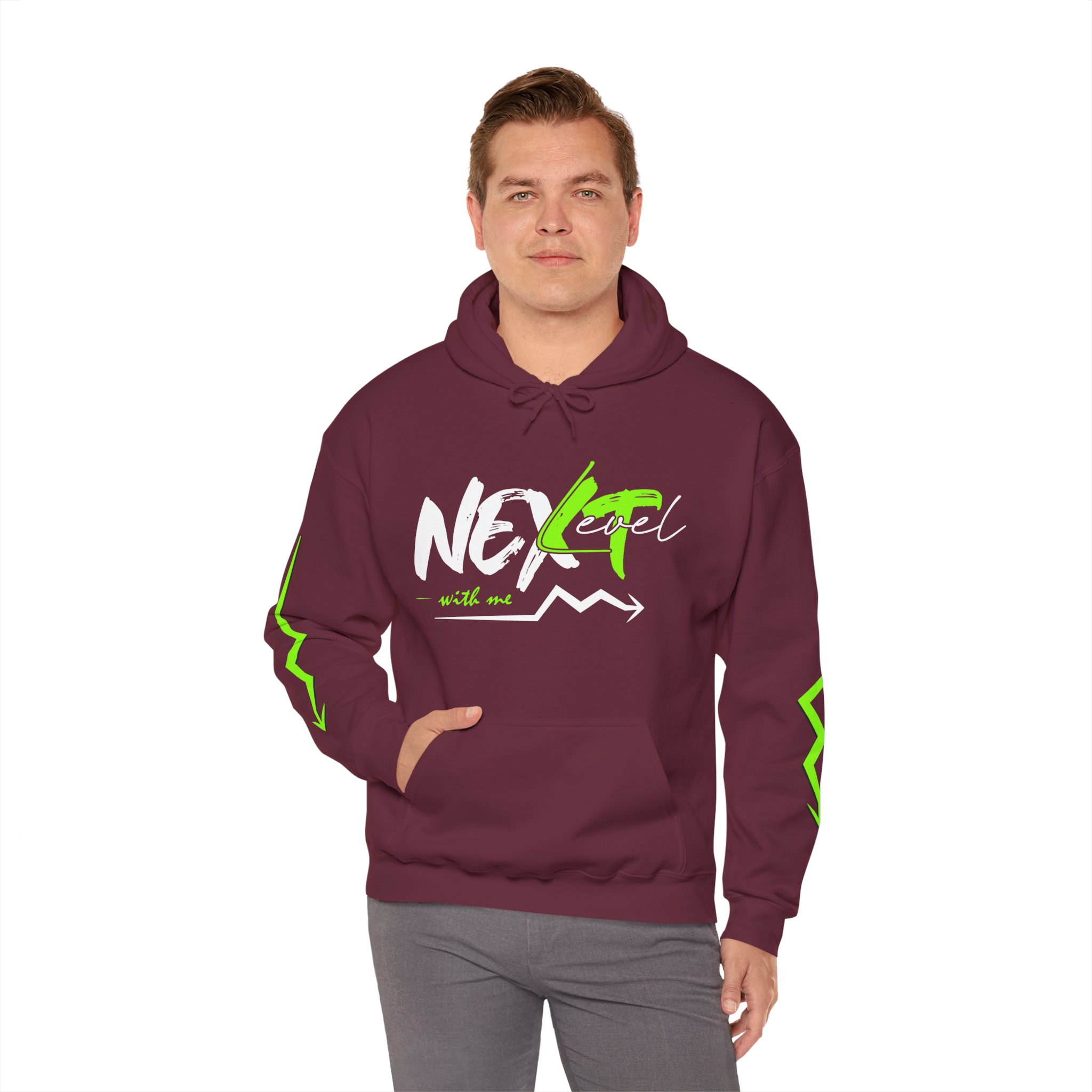 Next Level Hoodie — Neon Green Graphic Pullover - Image 4
