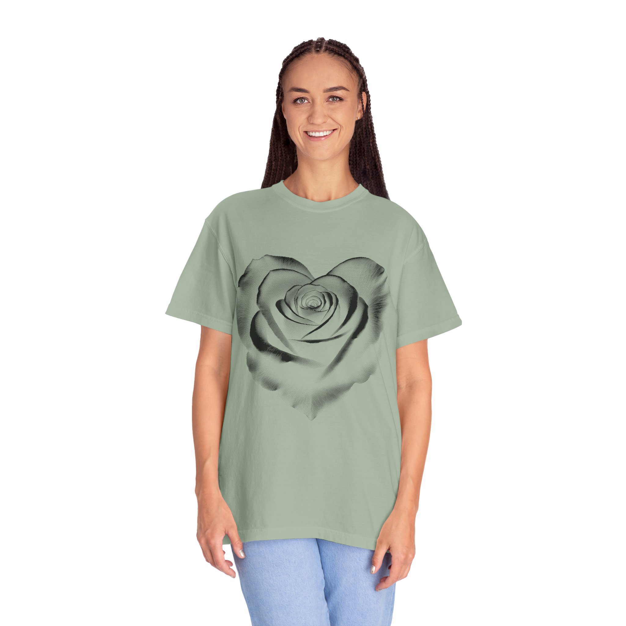 Rose Heart T-Shirt — Monochrome Floral Graphic Tee - Image 9