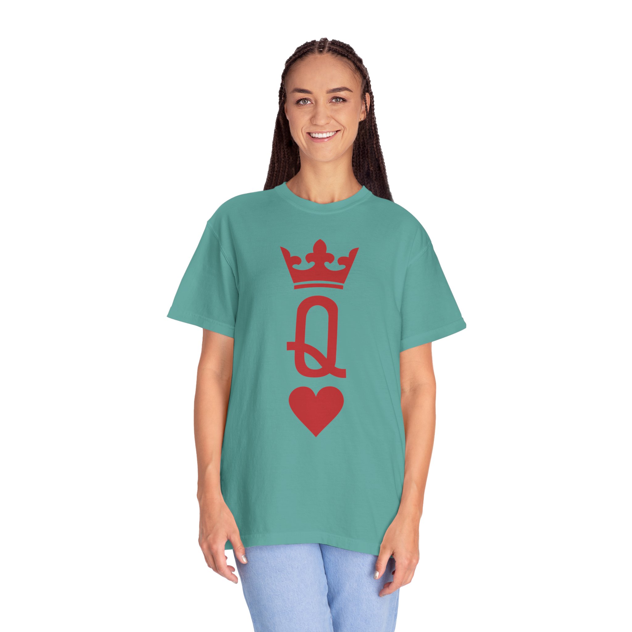 Queen of Hearts T-Shirt — Red Playing Card Q with Crown & Heart - Image 11