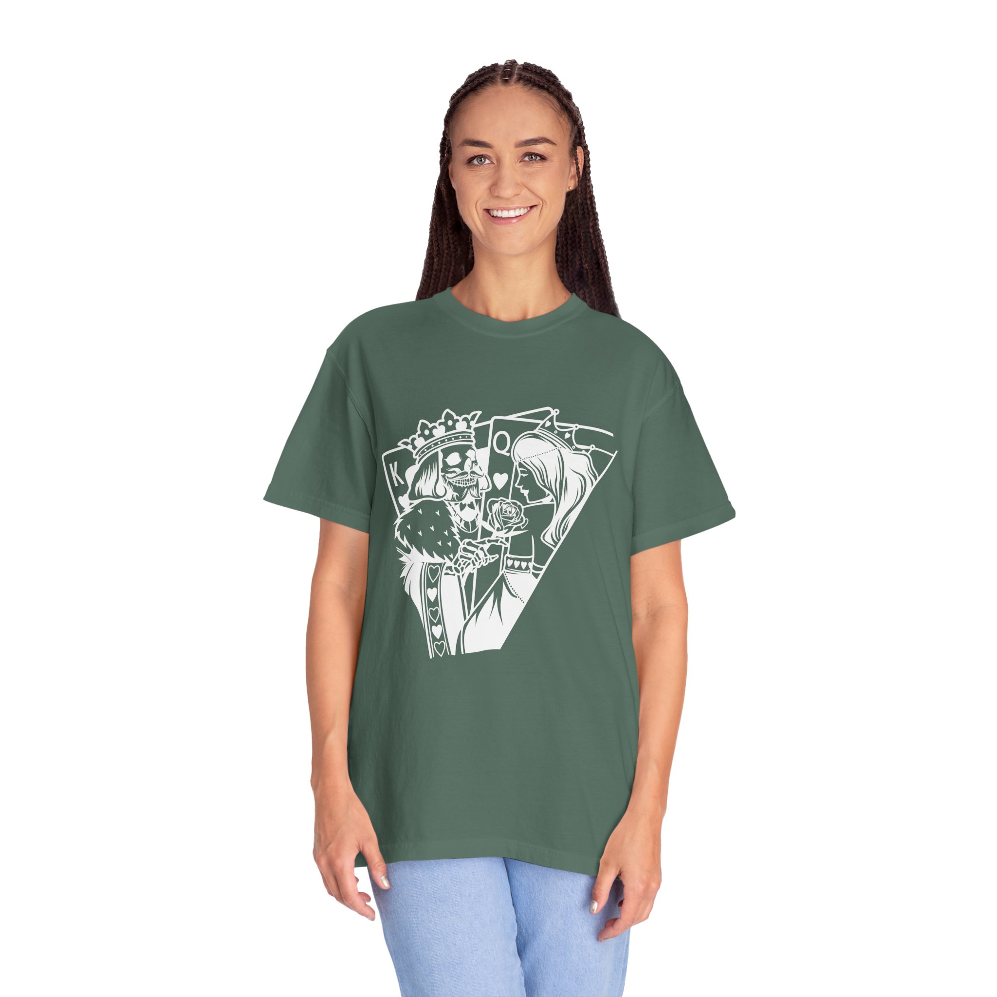 King and Queen Playing Cards T-Shirt — Romantic Card Game Illustration - Image 12