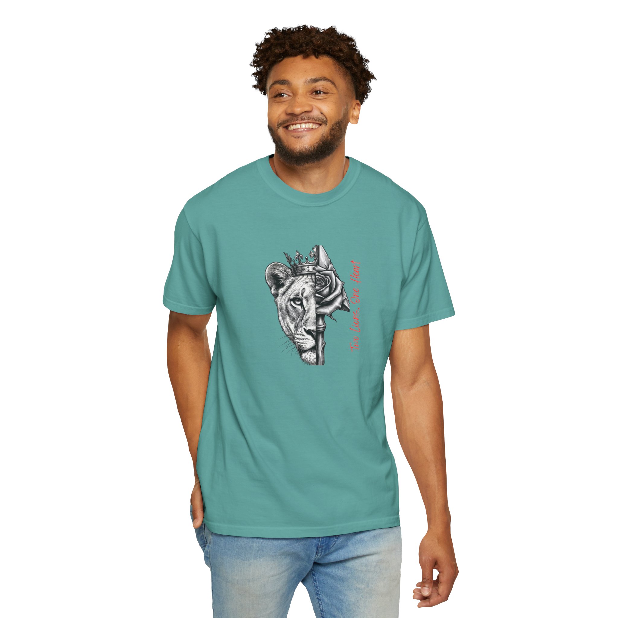 Lion King Crown T-Shirt — “You Love Your Heart” Artistic Half-Face Design - Image 13