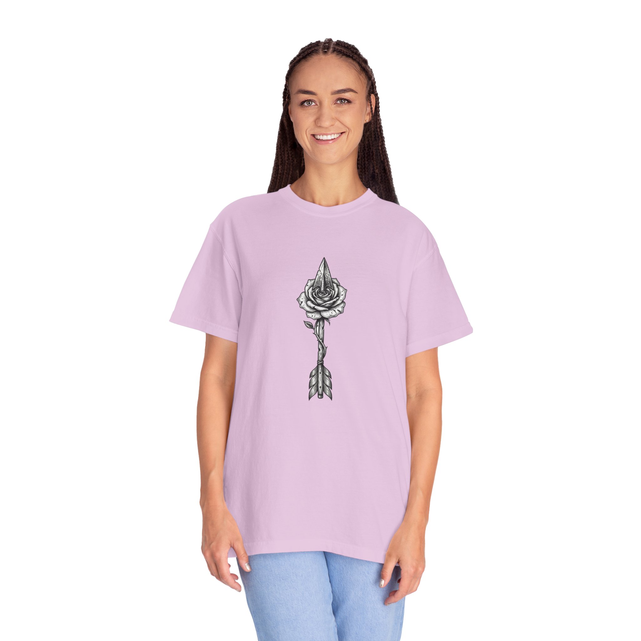 Rose Arrow T-Shirt — Minimal Floral Arrow Graphic Tee - Image 18