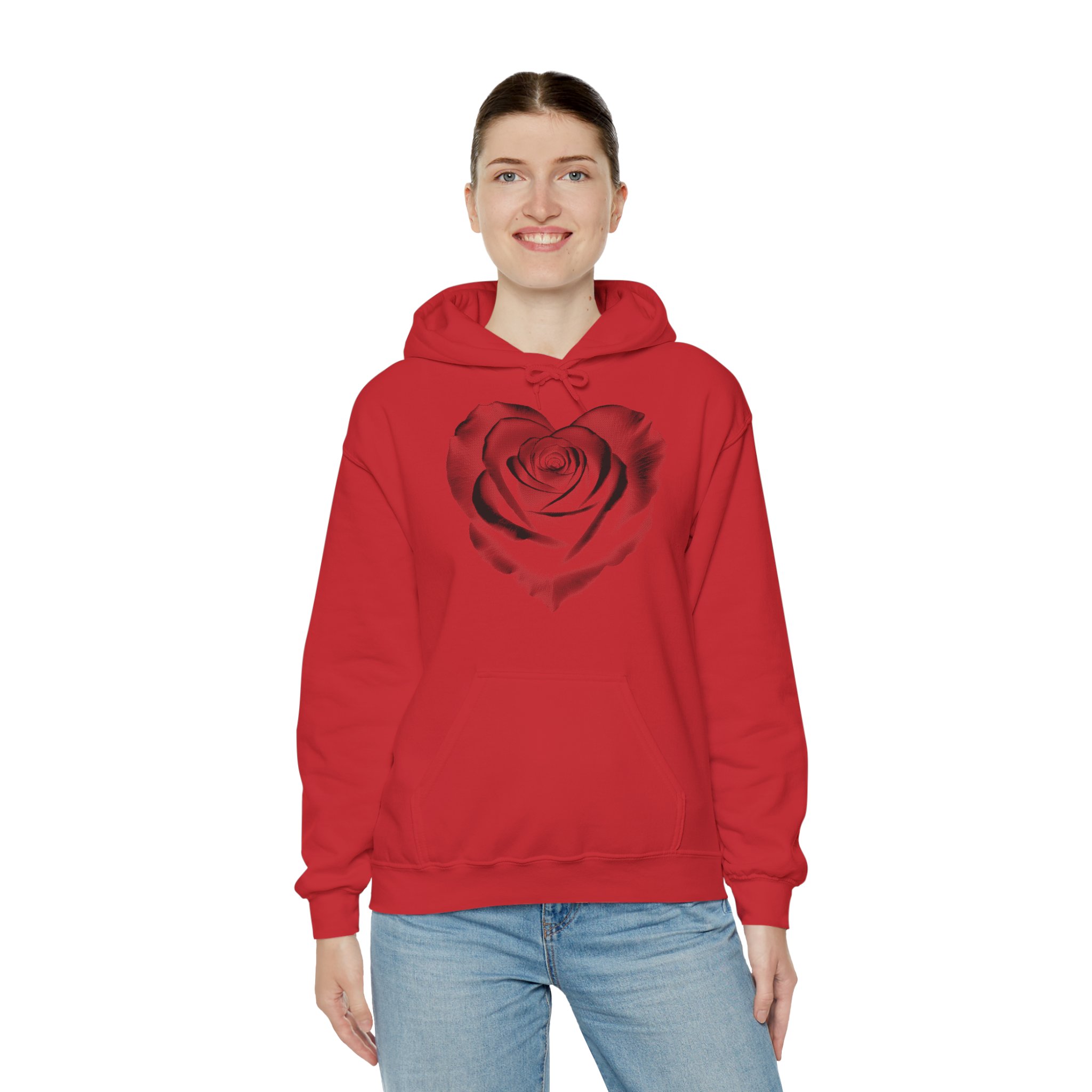 White Hoodie with Silver Heart Rose Graphic — Romantic Floral Streetwear - Image 7