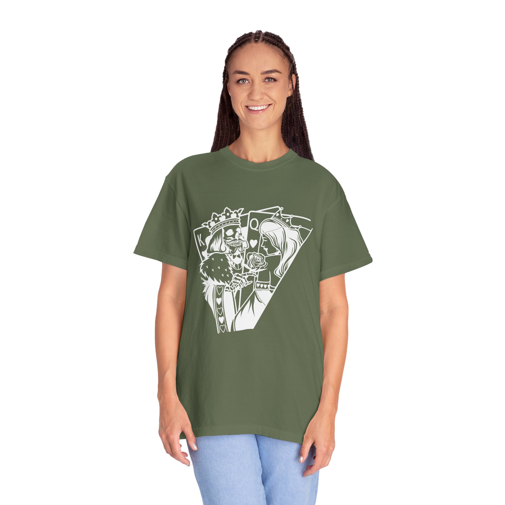 King and Queen Playing Cards T-Shirt — Romantic Card Game Illustration - Image 10