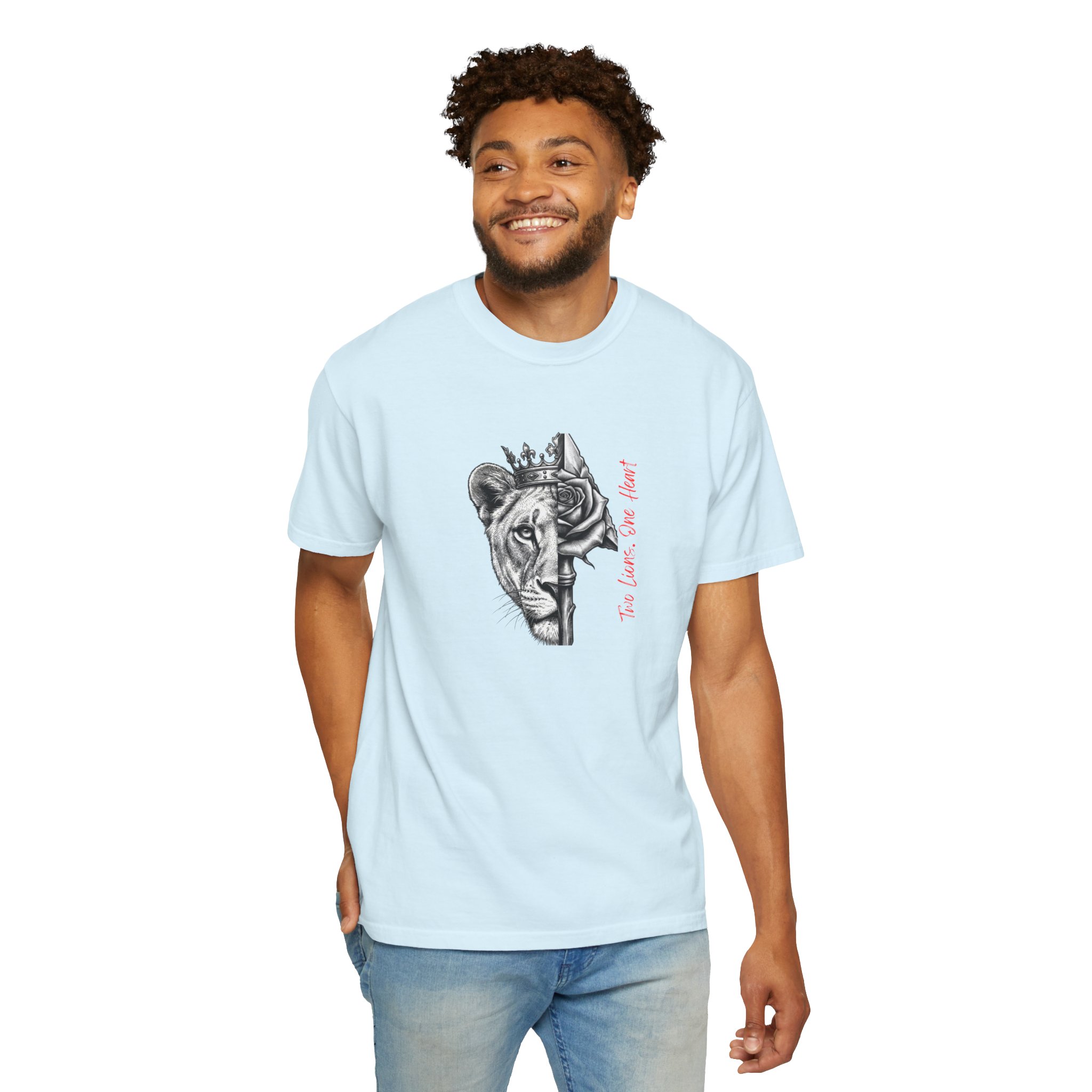 Lion King Crown T-Shirt — “You Love Your Heart” Artistic Half-Face Design - Image 14