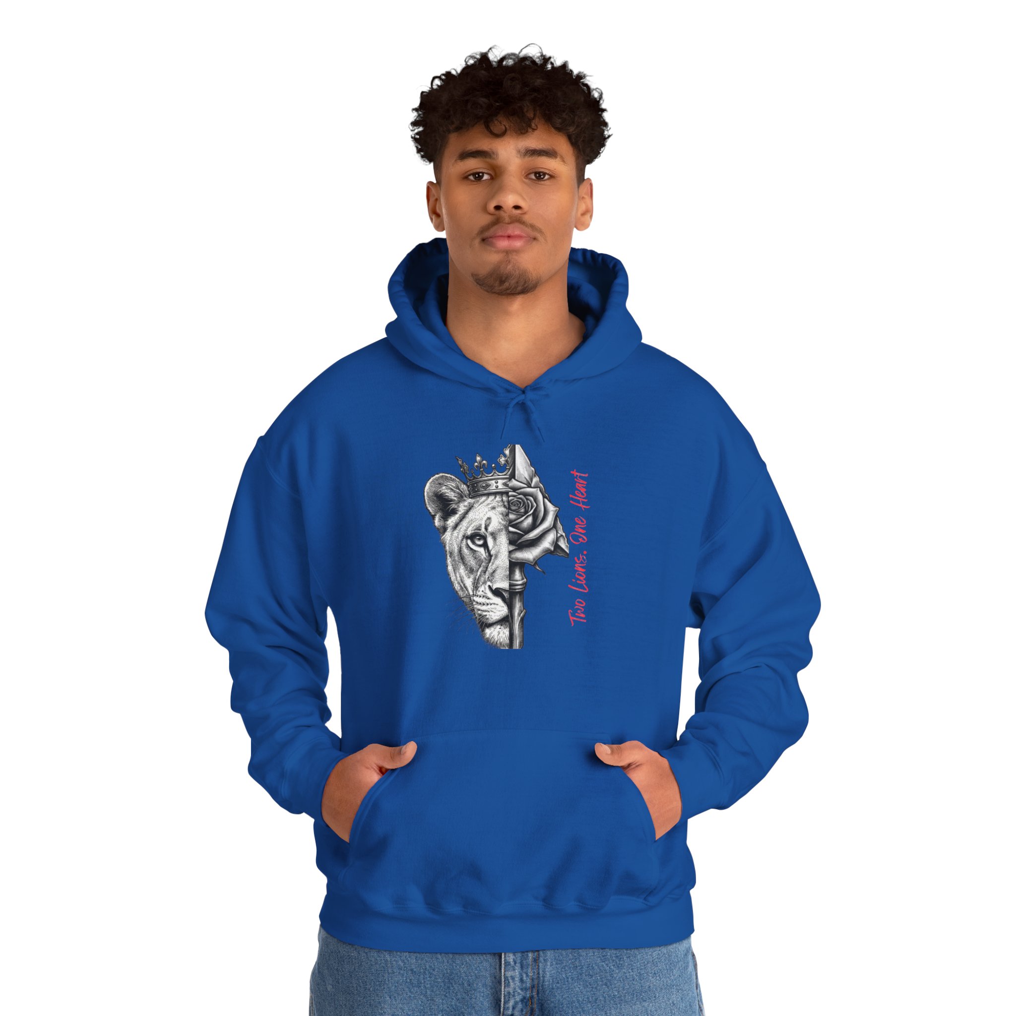 Lioness Crown Hoodie — Split Face Sketch with "Make Love Not War" Script - Image 10