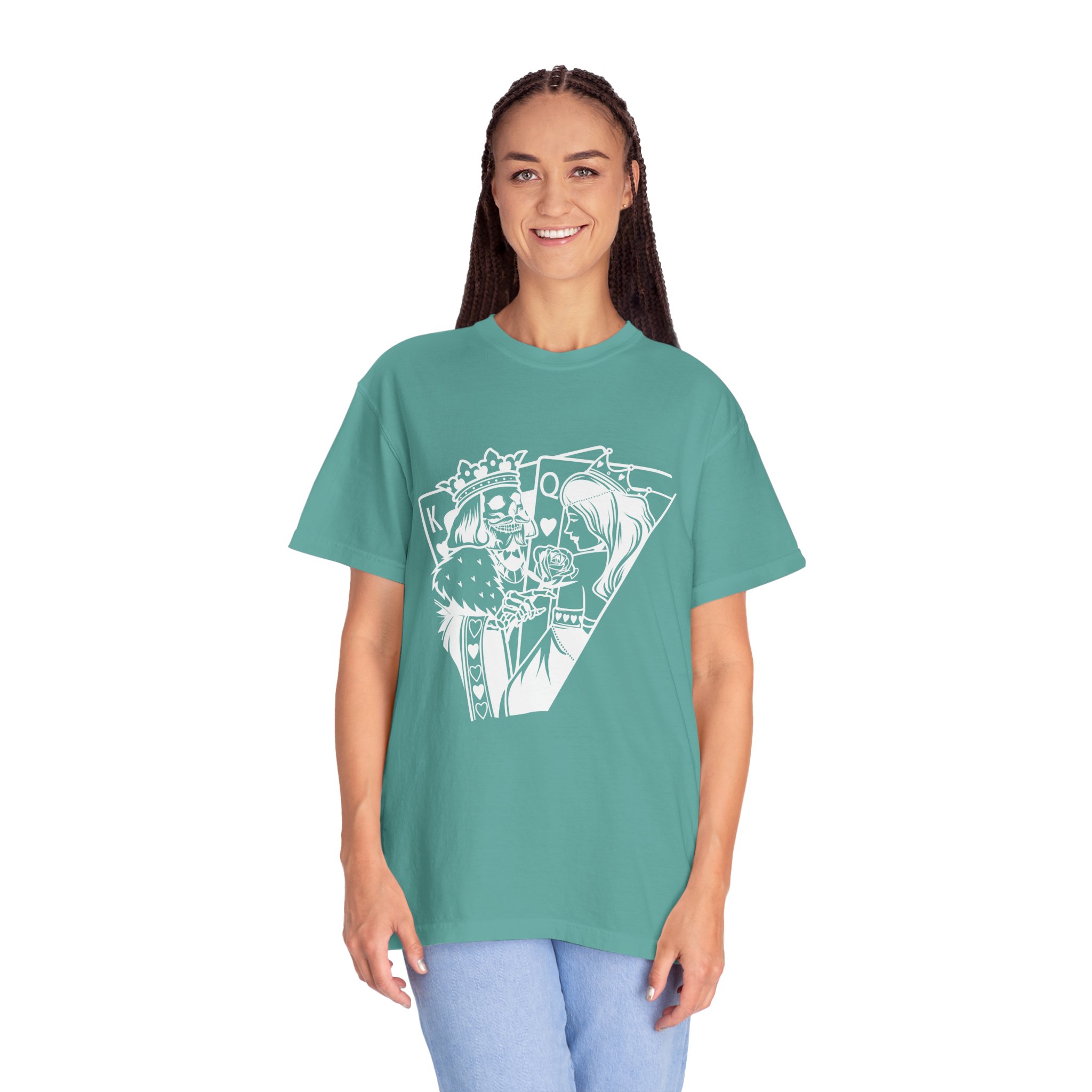 King and Queen Playing Cards T-Shirt — Romantic Card Game Illustration - Image 13