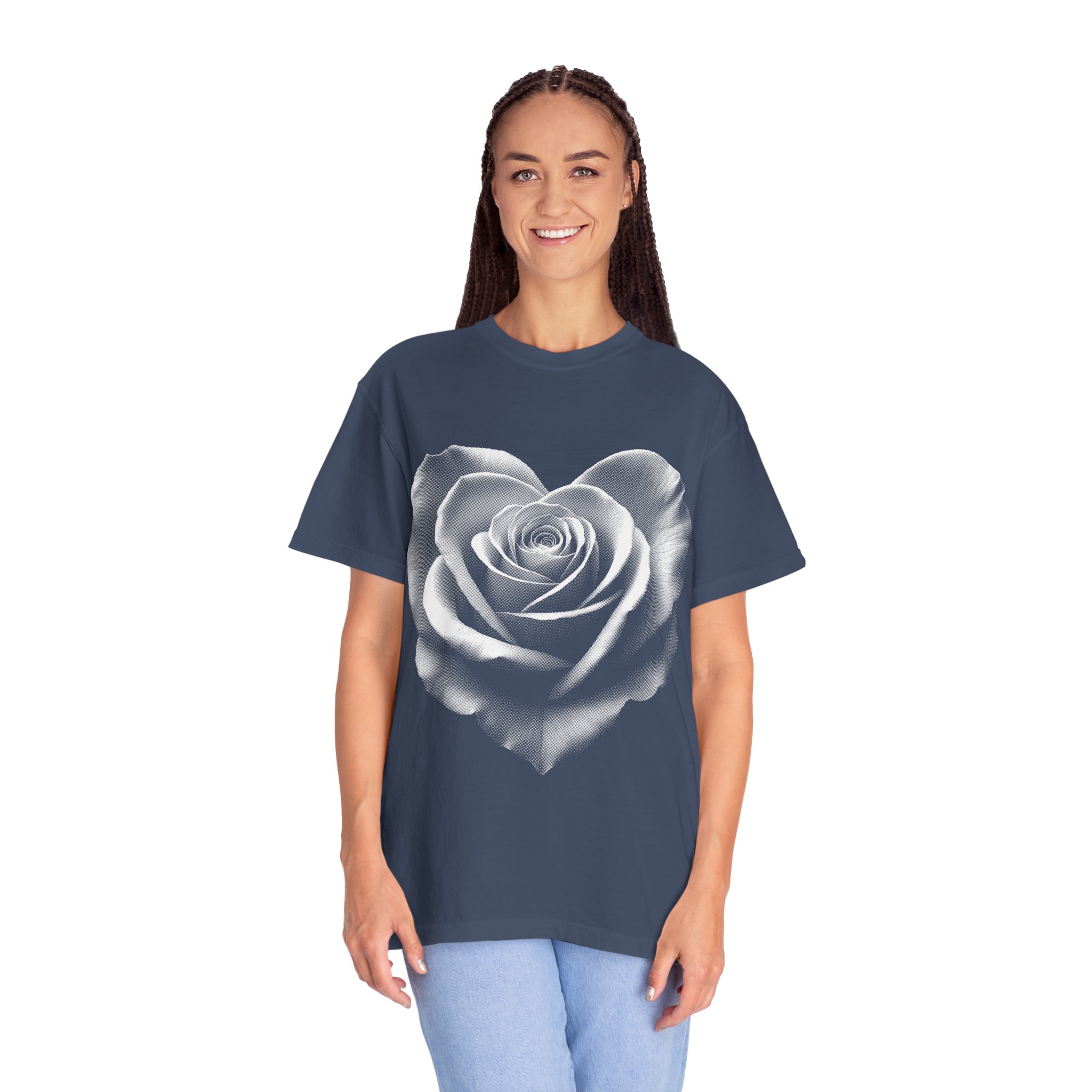 Rose Heart T-Shirt — Vintage White Rose Graphic Tee for Women & Men - Image 13