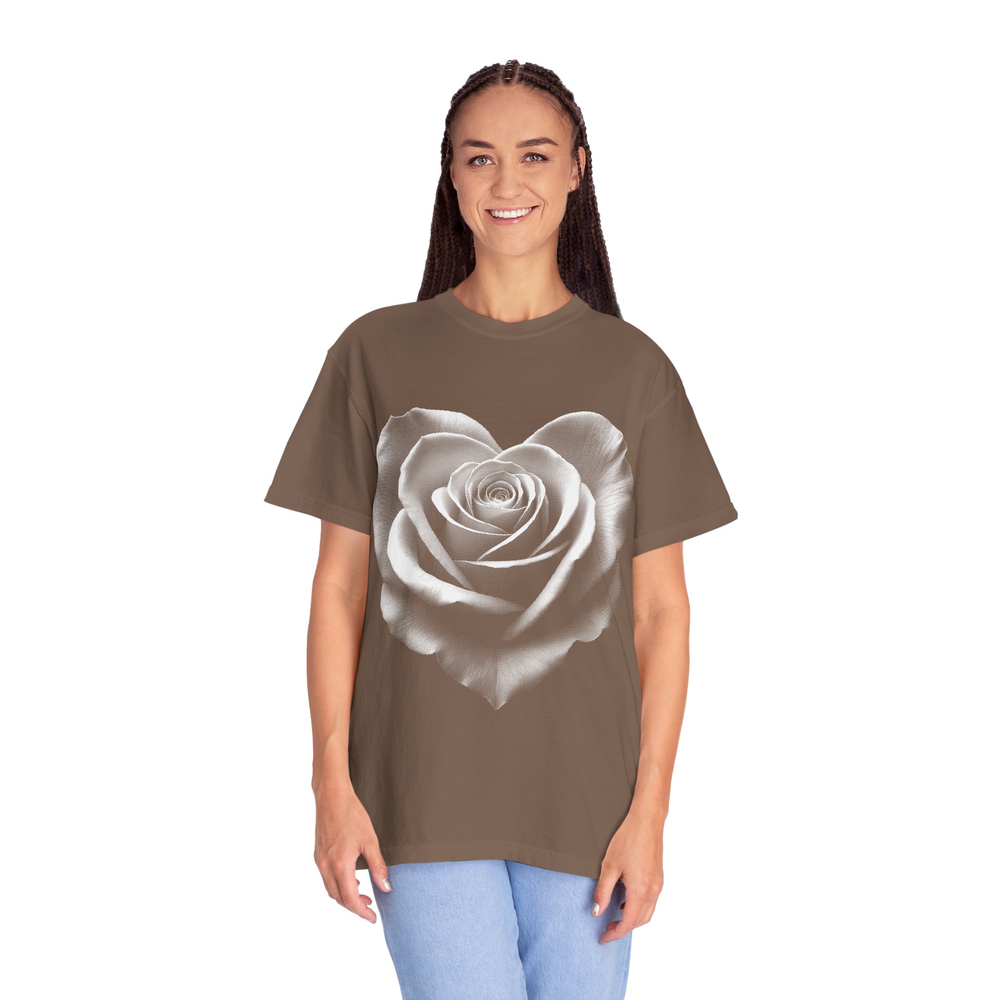 Rose Heart T-Shirt — Vintage White Rose Graphic Tee for Women & Men - Image 4