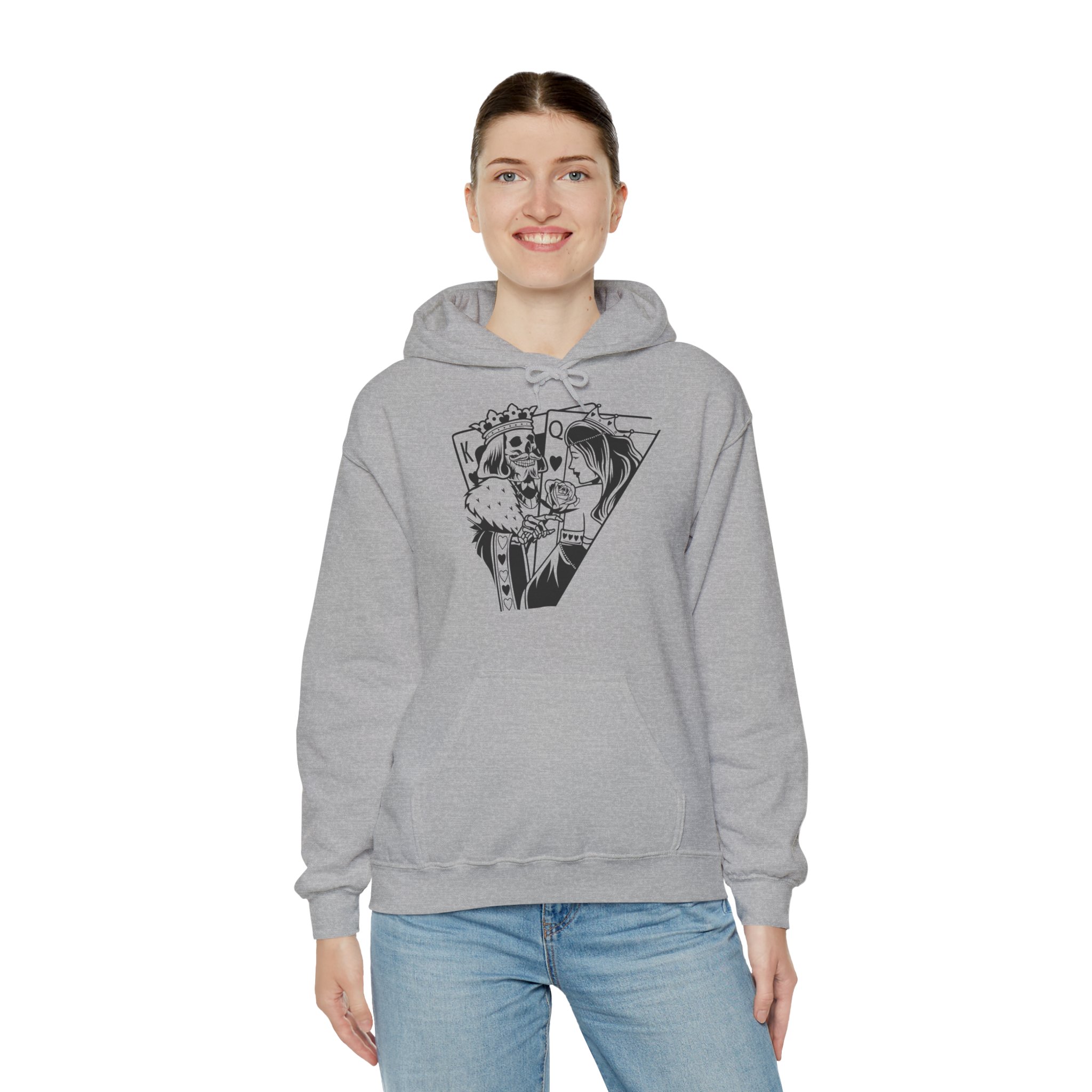 Skeleton King Graphic Hoodie – Skull Playing Cards Anime-Style Pullover - Image 4