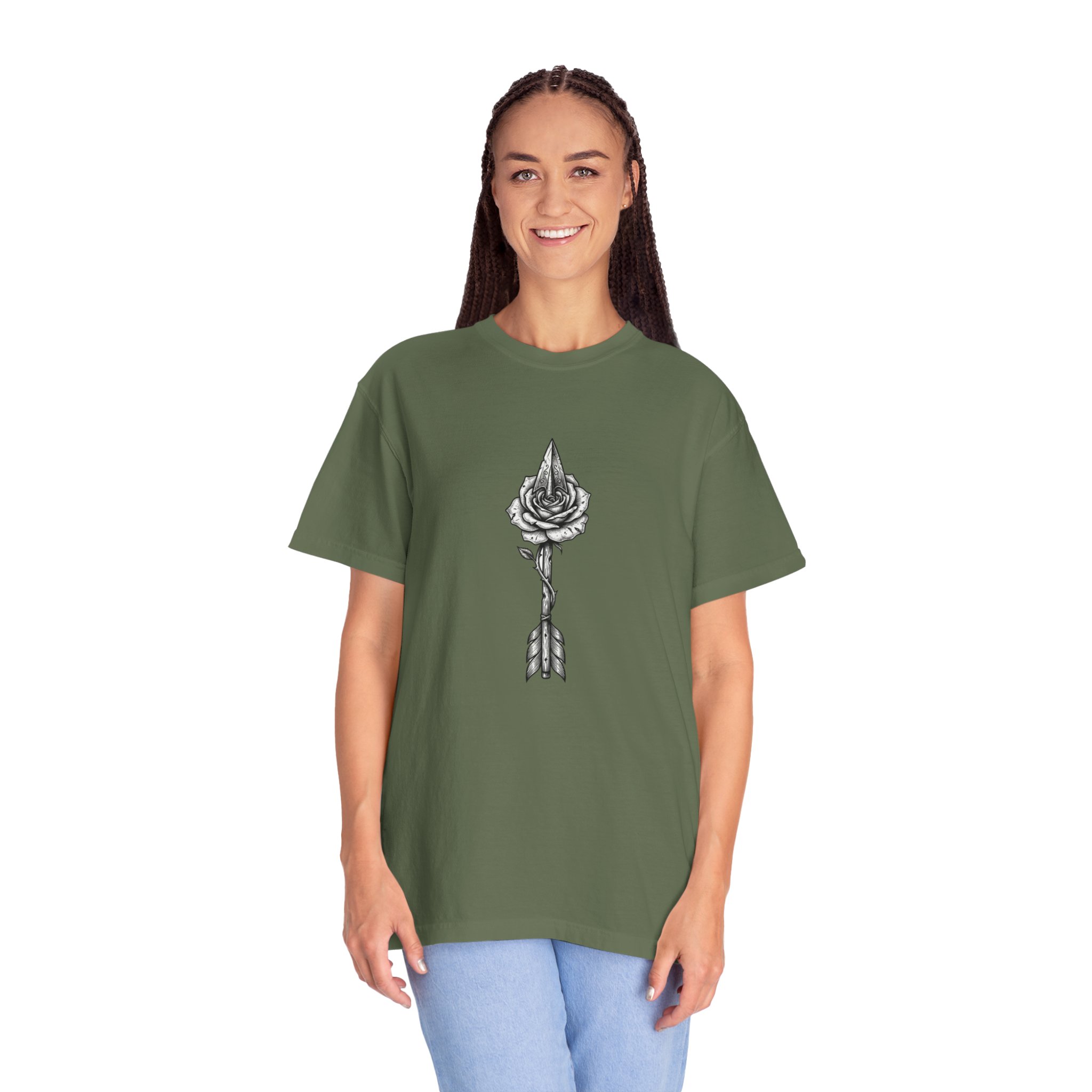 Rose Arrow T-Shirt — Minimal Floral Arrow Graphic Tee - Image 10