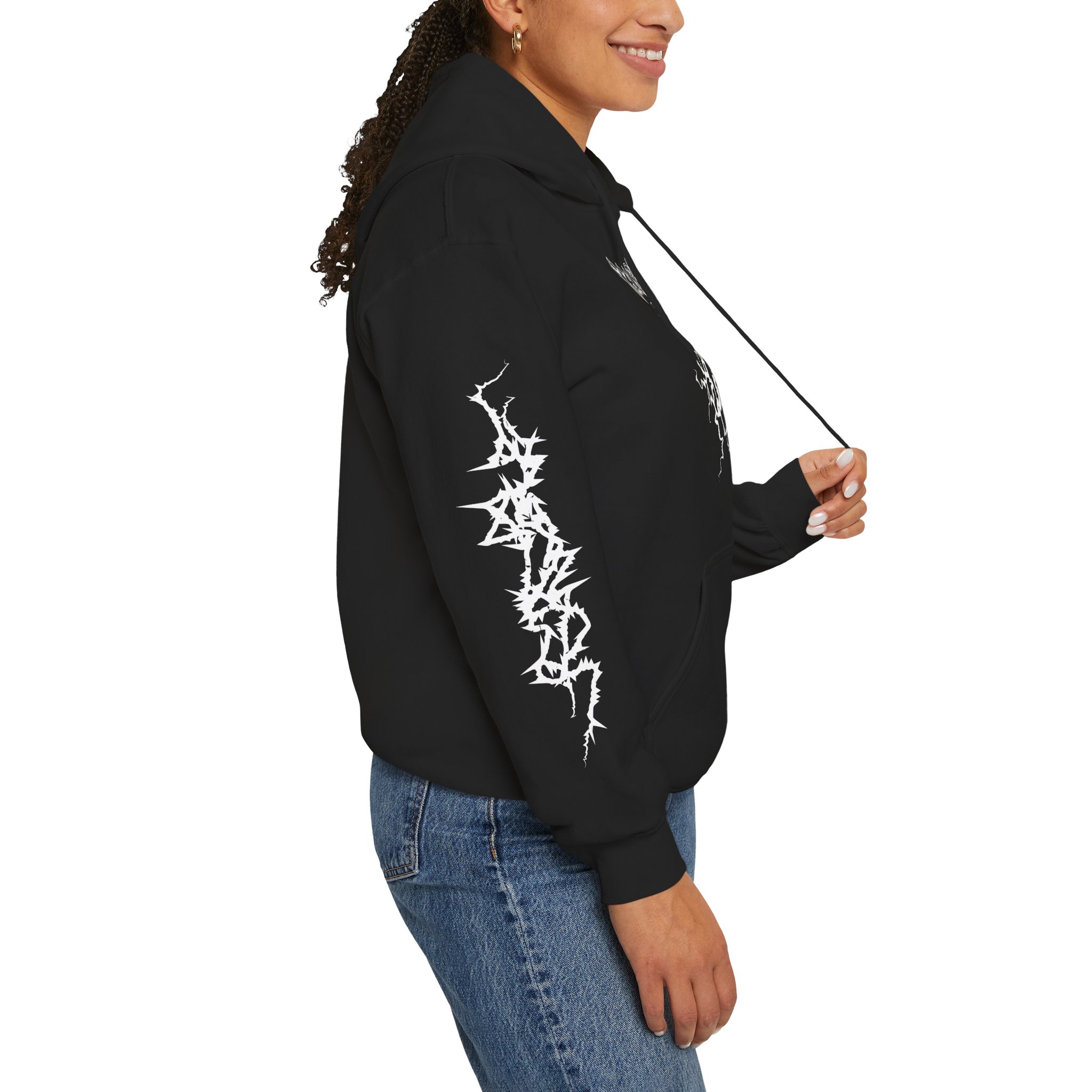 Scary Skull Black Hoodie — Gothic Horror Graphic Pullover - Image 2