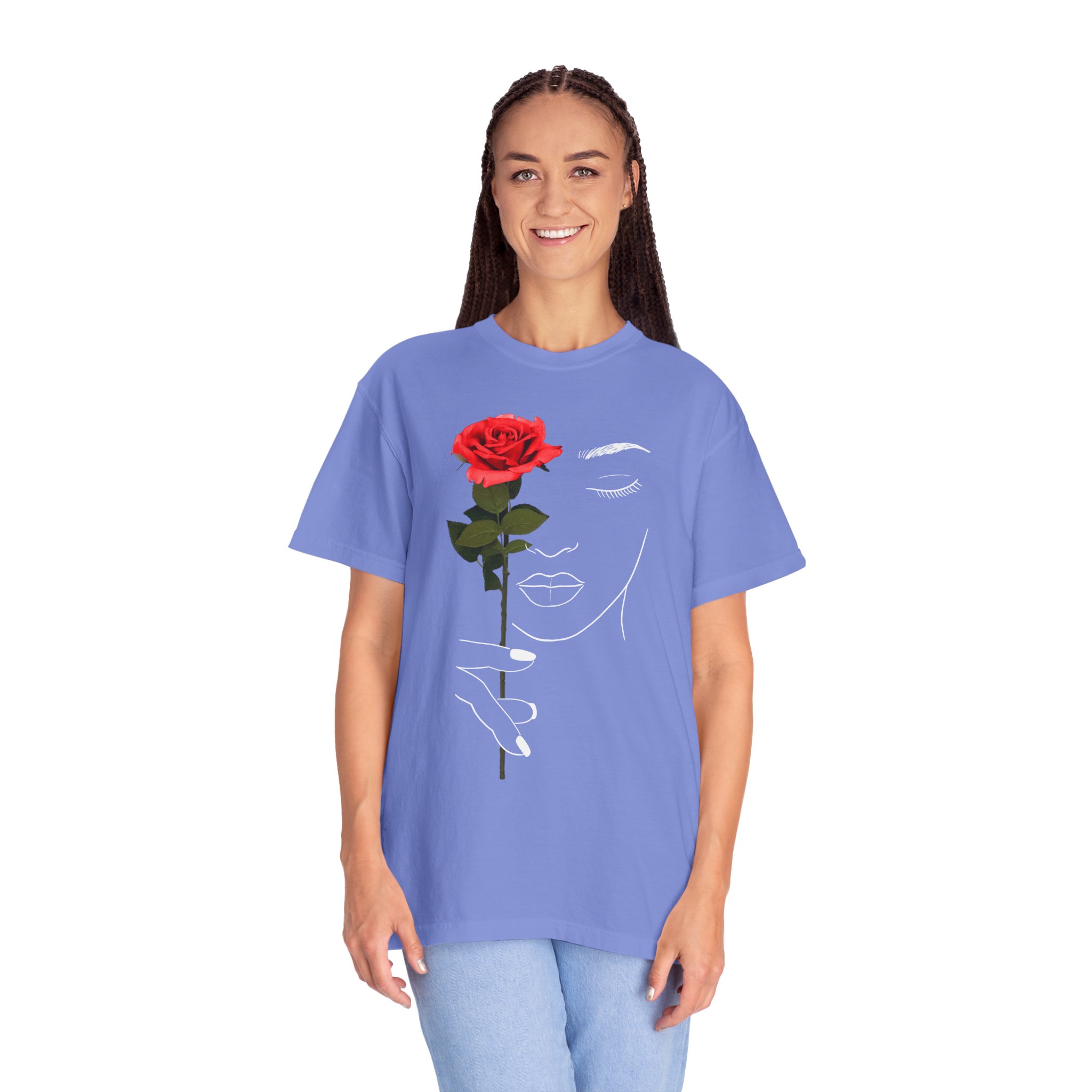 Rose Face Line Art T-Shirt — Minimalist Floral Graphic Tee - Image 16