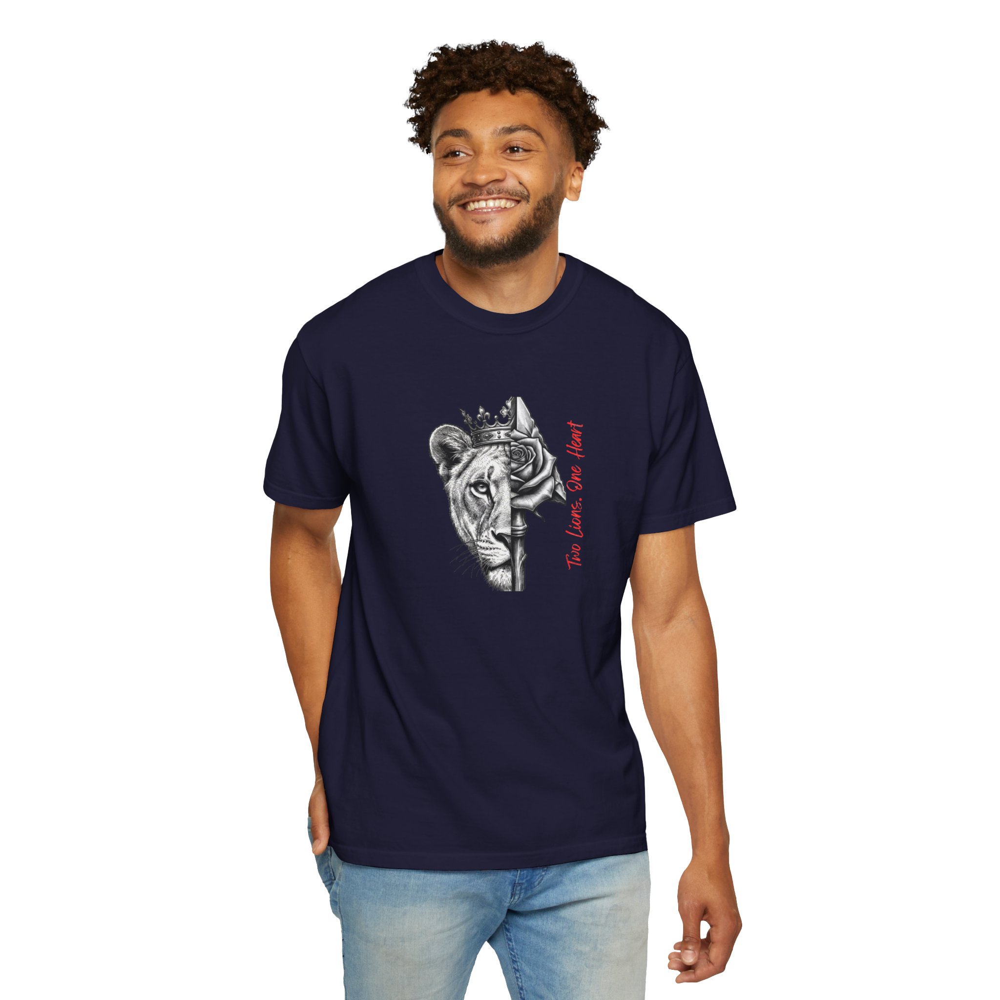 Lion King Crown T-Shirt — “You Love Your Heart” Artistic Half-Face Design - Image 15
