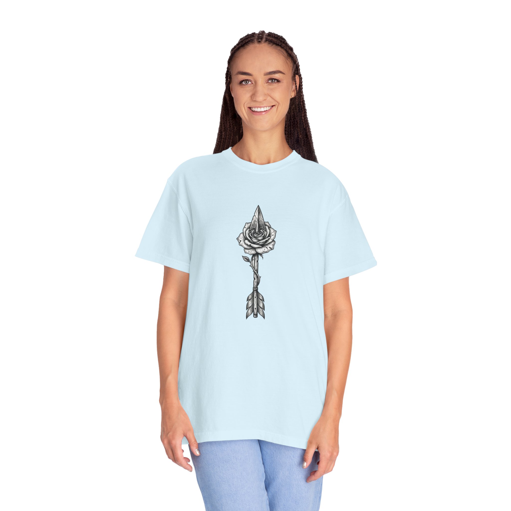Rose Arrow T-Shirt — Minimal Floral Arrow Graphic Tee - Image 12