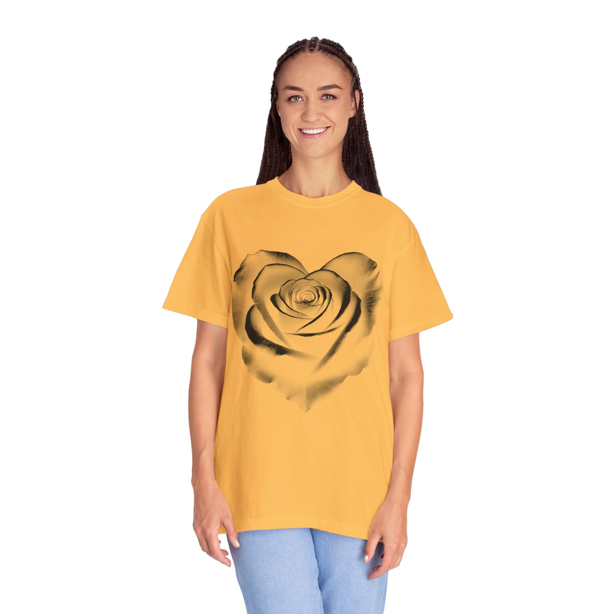 Rose Heart T-Shirt — Monochrome Floral Graphic Tee - Image 4
